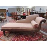 A Victorian chaise longue with contemporary upholstery
