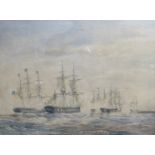 WILLIAM FREDERICK SETTLE (British 1821-1897) sailing vessels at sea, unsigned watercolour,