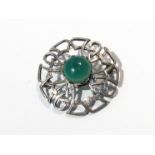 A Spurrier & Co silver Scottish brooch set with green cabochon, Birmingham 1963,