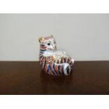 A Royal Crown Derby tiger cub with gold stopper,