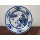 A large Chinese blue and white charger, c.1800, 38.