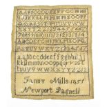 A sampler, Fanny Mills, 1851,