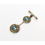 A 9ct gold double drop brooch,