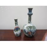 Two 19th Century Dutch Delft ware tin glazed tulip vases, 32cm & 21.