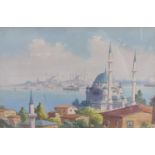 SERIF (XIX-XX) The Bosphorus/the Golden horn, watercolour on paper, dated 1938, foxing to mount,