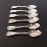 Six William Bennett, silver teaspoons, London 1830, monogrammed handles,