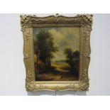 An early 19th Century oil on canvas rural landscape 30cm x 25cm