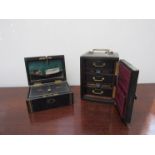 A Bagshaw and Sons Liverpool leather bound miniature safe,