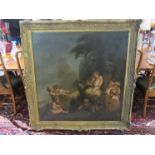 IN THE MANNER OF FRANCIS BOUCHER: An 18th Century on canvas depicting Putti and cherubs riding a