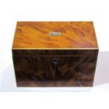 A 19th Century tortoiseshell tea caddy with twin compartments, 11cm x 17cm x 9.