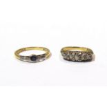 An 18ct gold graduated diamond ring and an 18ct gold old cut diamond ring (2)