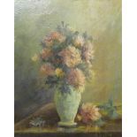 JENE LANGLEY still life flowers in vase,