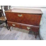 A Georgian oak chest on stand with two drawers.