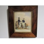 Two 19th Century coloured prints depicting naval figures rosewood frames 30cm x 26cm