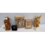 A selection of Steiff collectors club pieces including bear, necklace,