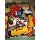 A box of played with diecasts including Corgi Juniors,