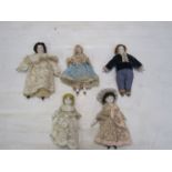 Five dolls house dolls