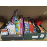 Two boxes of mixed toys and games including K'Nex,