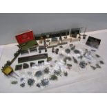 Two boxes containing a good quantity of mostly Britains lead garden and farm pieces,