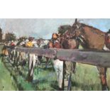 'Jockeys and Horses at Newbury Park' by Tom Coates, PPNEAC, RP