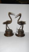 A pair of Japanese bronze cranes,