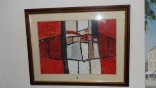 A 20th century British School abstract acrylic on paper in red and black