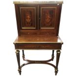 A Rosewood ladies writing desk with brass edging & wood inlay