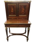 A Rosewood ladies writing desk with brass edging & wood inlay