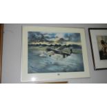 An original framed and glazed watercolour by Sabbitt. Lancaster B1 RF41 J.O.