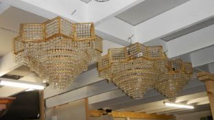 3 gilt and glass chandeliers