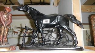 A Kaslin foundry Russian cast iron horse after Mene', signed 'CCCP',