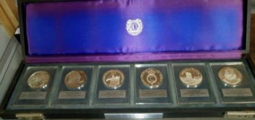 A cased set of 6 fine silver proof medals