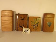 4 wooden card cases including hand painted