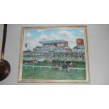 An impressionist oil on canvas race course scene at Market Rasen races by David Anthony Denyer (B.