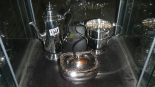 A fine silver plated chocolate pot,