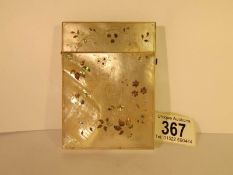 A Victorian mother of pearl card case decorated with birds and foliage, 10 x 7.
