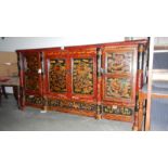 An early Tibetan lacquered hand painted side board