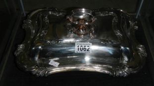 A large silver plate tureen in good condition