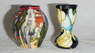 2 miniature Moorcroft vases