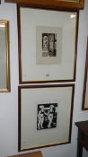 A pair of artist proof lino cut prints - 1 of an interior scene and 1 entitled 'Bexhill '95' of