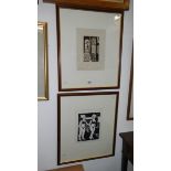 A pair of artist proof lino cut prints - 1 of an interior scene and 1 entitled 'Bexhill '95' of