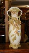 A Royal Dux vase, 19" tall,