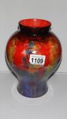 A Doulton flambe vase trial sung piece signed Noke/Moore (firing faults)