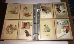 A good album of 264 postcards, mainly Children, nostalgic, greetings,