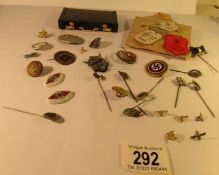 A mixed lot of badges and pins including many NAZI NDAP badges