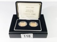 A 2004 & 2005 gold proof sovereign set