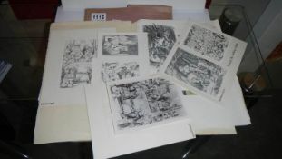 An unusual collection of original prints and proofs for Alice in Wonderland book plate proofs