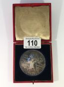 A cased silver Queen Victoria diamond Jubilee medallion dated 1897 and in original red Morocco case