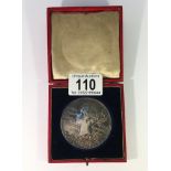 A cased silver Queen Victoria diamond Jubilee medallion dated 1897 and in original red Morocco case