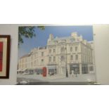An unframed acrylic painting on board 'KIng's Mead Square',
